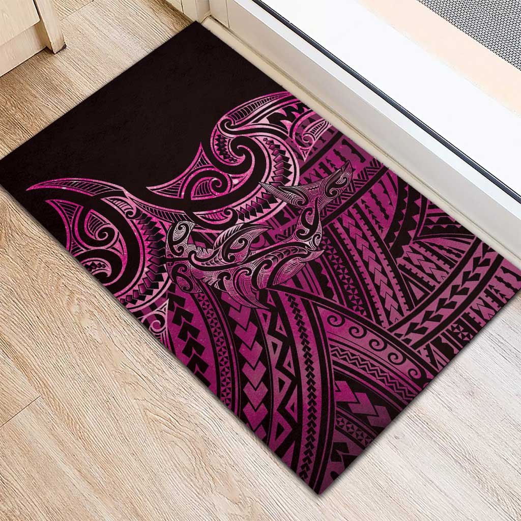 New Zealand Hammerhead Shark Rubber Doormat Maori Haehae Mangopare Pink - Aussie Hoodie