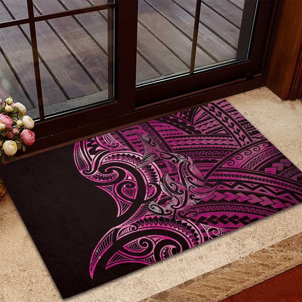 New Zealand Hammerhead Shark Rubber Doormat Maori Haehae Mangopare Pink - Aussie Hoodie