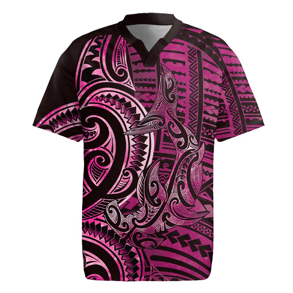 New Zealand Hammerhead Shark Rugby Jersey Maori Haehae Mangopare Pink - Aussie Hoodie