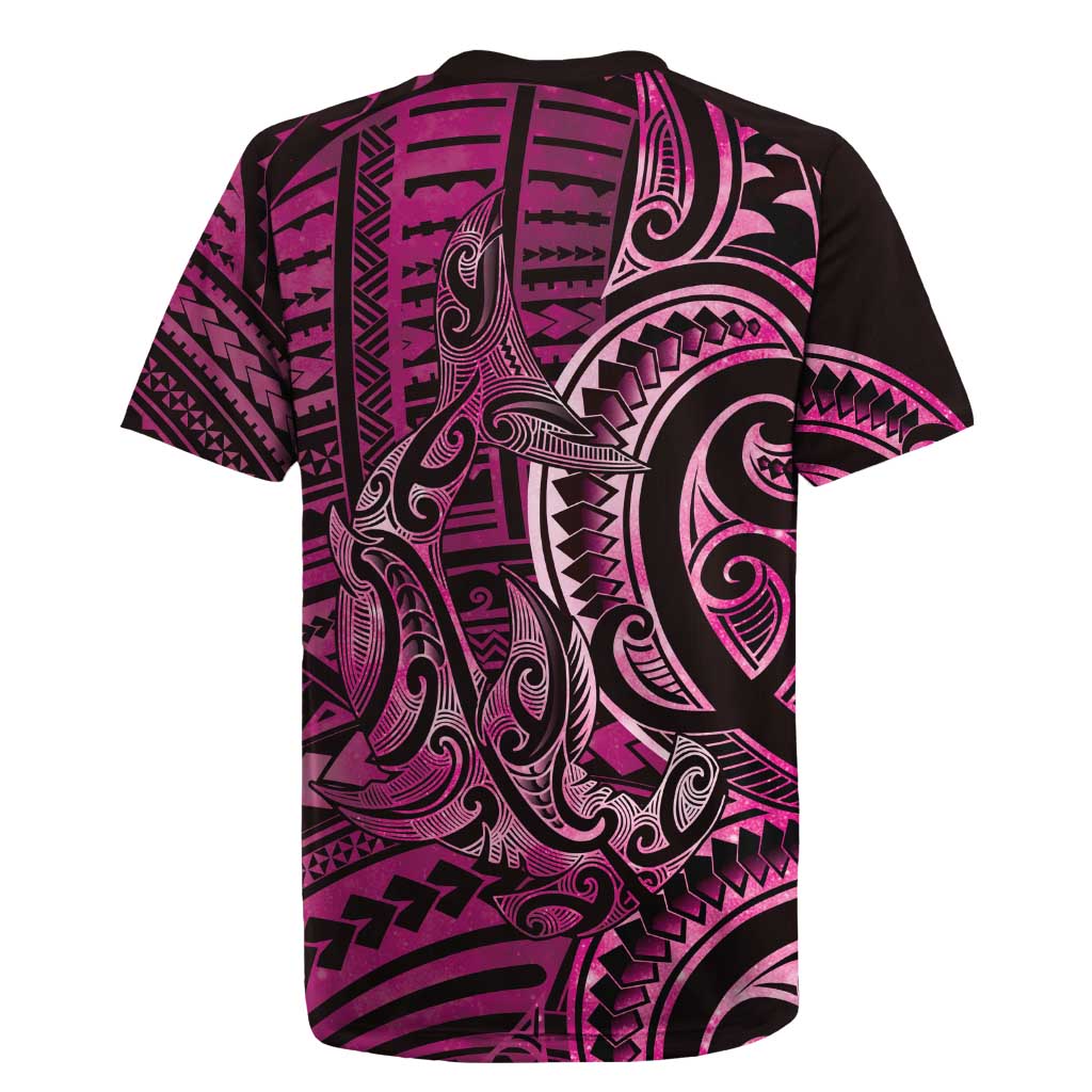 New Zealand Hammerhead Shark Rugby Jersey Maori Haehae Mangopare Pink - Aussie Hoodie