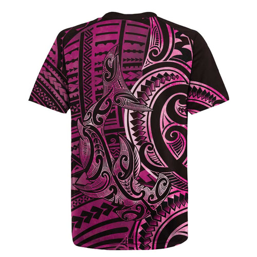 New Zealand Hammerhead Shark Rugby Jersey Maori Haehae Mangopare Pink - Aussie Hoodie