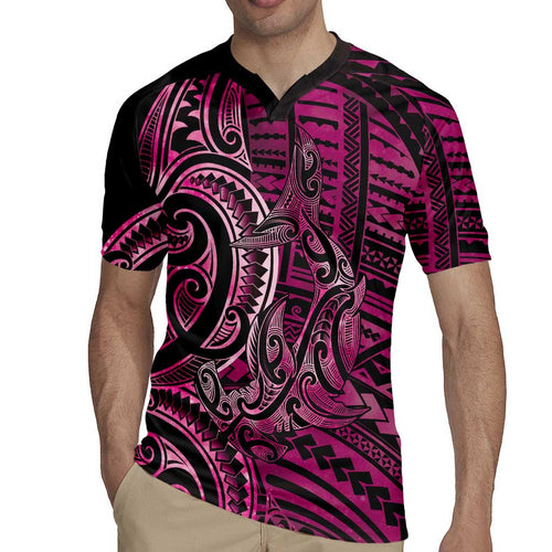 New Zealand Hammerhead Shark Rugby Jersey Maori Haehae Mangopare Pink - Aussie Hoodie