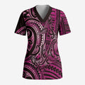 New Zealand Hammerhead Shark Scrub Top Maori Haehae Mangopare Pink - Aussie Hoodie