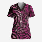 New Zealand Hammerhead Shark Scrub Top Maori Haehae Mangopare Pink - Aussie Hoodie