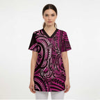 New Zealand Hammerhead Shark Scrub Top Maori Haehae Mangopare Pink - Aussie Hoodie