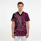 New Zealand Hammerhead Shark Scrub Top Maori Haehae Mangopare Pink - Aussie Hoodie