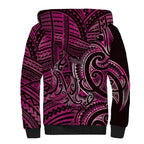 New Zealand Hammerhead Shark Sherpa Hoodie Maori Haehae Mangopare Pink - Aussie Hoodie