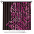 New Zealand Hammerhead Shark Shower Curtain Maori Haehae Mangopare Pink - Aussie Hoodie