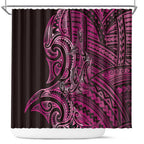 New Zealand Hammerhead Shark Shower Curtain Maori Haehae Mangopare Pink - Aussie Hoodie