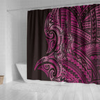 New Zealand Hammerhead Shark Shower Curtain Maori Haehae Mangopare Pink - Aussie Hoodie