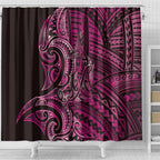 New Zealand Hammerhead Shark Shower Curtain Maori Haehae Mangopare Pink - Aussie Hoodie
