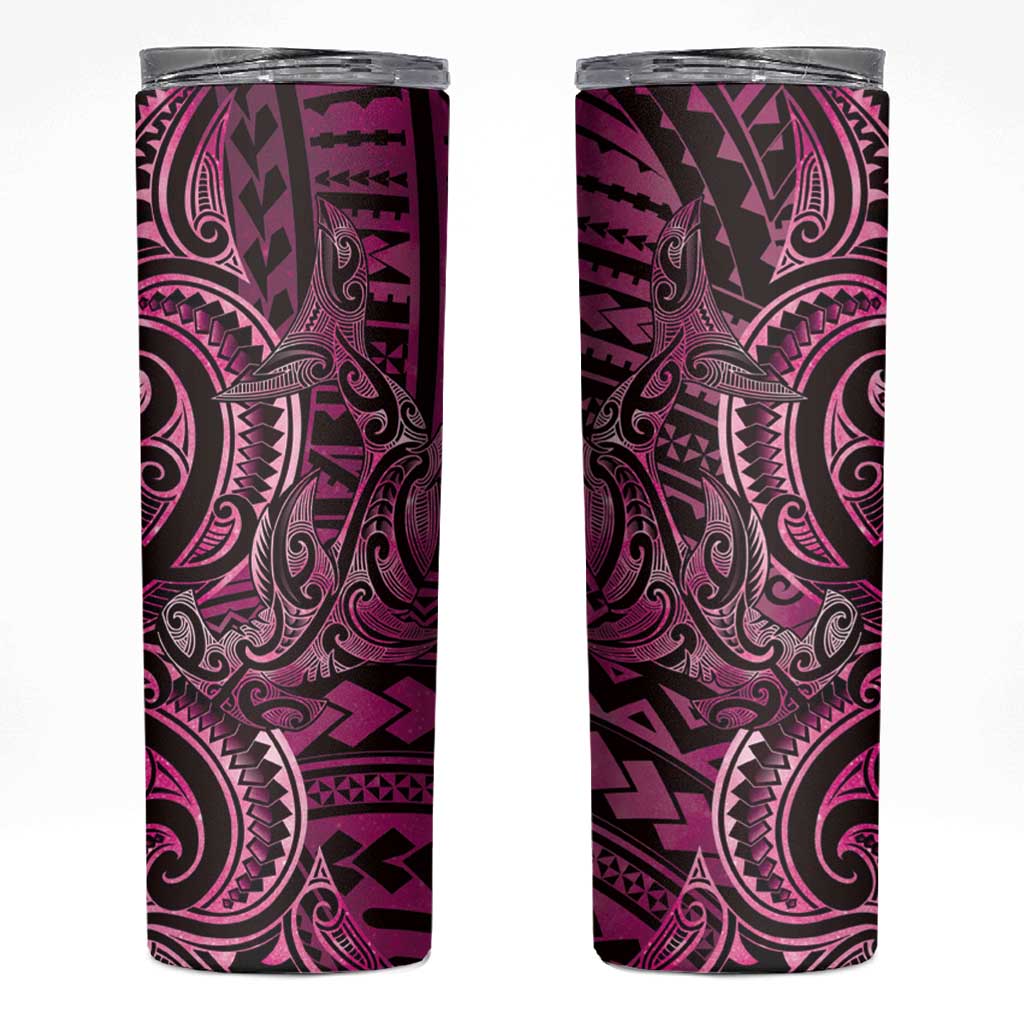 New Zealand Hammerhead Shark Skinny Tumbler Maori Haehae Mangopare Pink - Aussie Hoodie