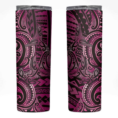 New Zealand Hammerhead Shark Skinny Tumbler Maori Haehae Mangopare Pink - Aussie Hoodie