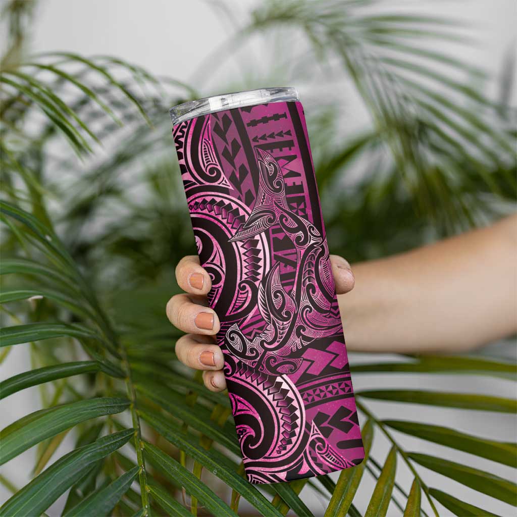 New Zealand Hammerhead Shark Skinny Tumbler Maori Haehae Mangopare Pink - Aussie Hoodie