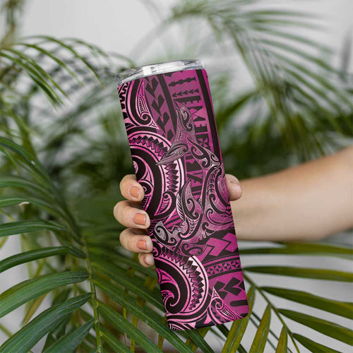 New Zealand Hammerhead Shark Skinny Tumbler Maori Haehae Mangopare Pink - Aussie Hoodie