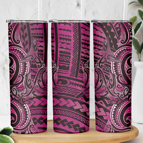 New Zealand Hammerhead Shark Skinny Tumbler Maori Haehae Mangopare Pink - Aussie Hoodie