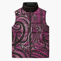 New Zealand Hammerhead Shark Sleeveless Puffer Jacket Maori Haehae Mangopare Pink - Aussie Hoodie