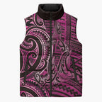 New Zealand Hammerhead Shark Sleeveless Puffer Jacket Maori Haehae Mangopare Pink - Aussie Hoodie