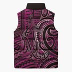 New Zealand Hammerhead Shark Sleeveless Puffer Jacket Maori Haehae Mangopare Pink - Aussie Hoodie