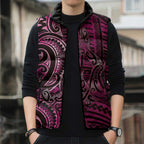 New Zealand Hammerhead Shark Sleeveless Puffer Jacket Maori Haehae Mangopare Pink - Aussie Hoodie