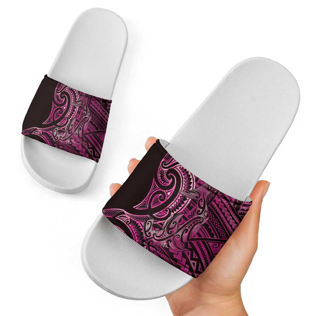 New Zealand Hammerhead Shark Slide Sandals Maori Haehae Mangopare Pink - Aussie Hoodie
