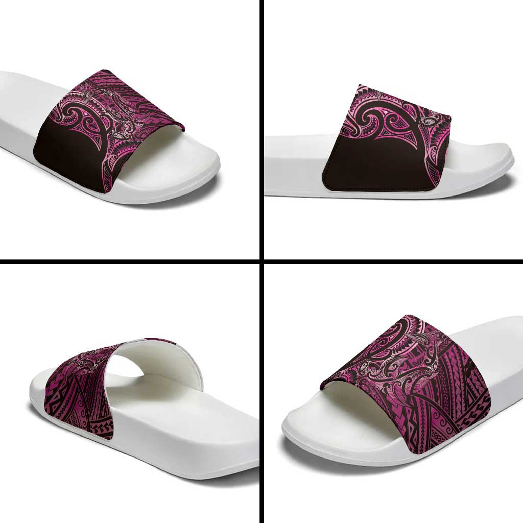New Zealand Hammerhead Shark Slide Sandals Maori Haehae Mangopare Pink - Aussie Hoodie