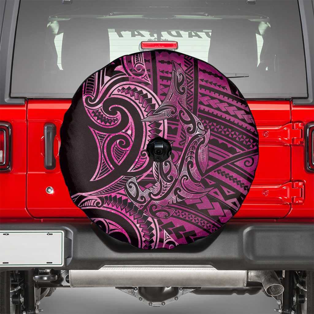 New Zealand Hammerhead Shark Spare Tire Cover Maori Haehae Mangopare Pink - Aussie Hoodie