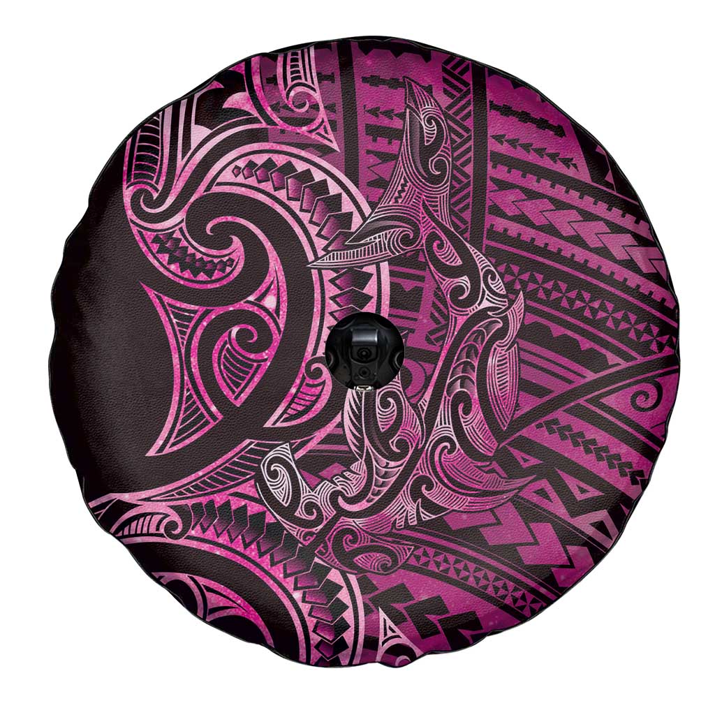 New Zealand Hammerhead Shark Spare Tire Cover Maori Haehae Mangopare Pink - Aussie Hoodie