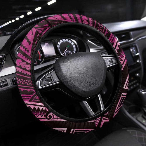 New Zealand Hammerhead Shark Steering Wheel Cover Maori Haehae Mangopare Pink - Aussie Hoodie