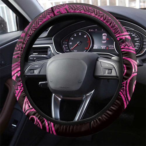 New Zealand Hammerhead Shark Steering Wheel Cover Maori Haehae Mangopare Pink - Aussie Hoodie