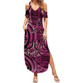 New Zealand Hammerhead Shark Summer Maxi Dress Maori Haehae Mangopare Pink - Aussie Hoodie