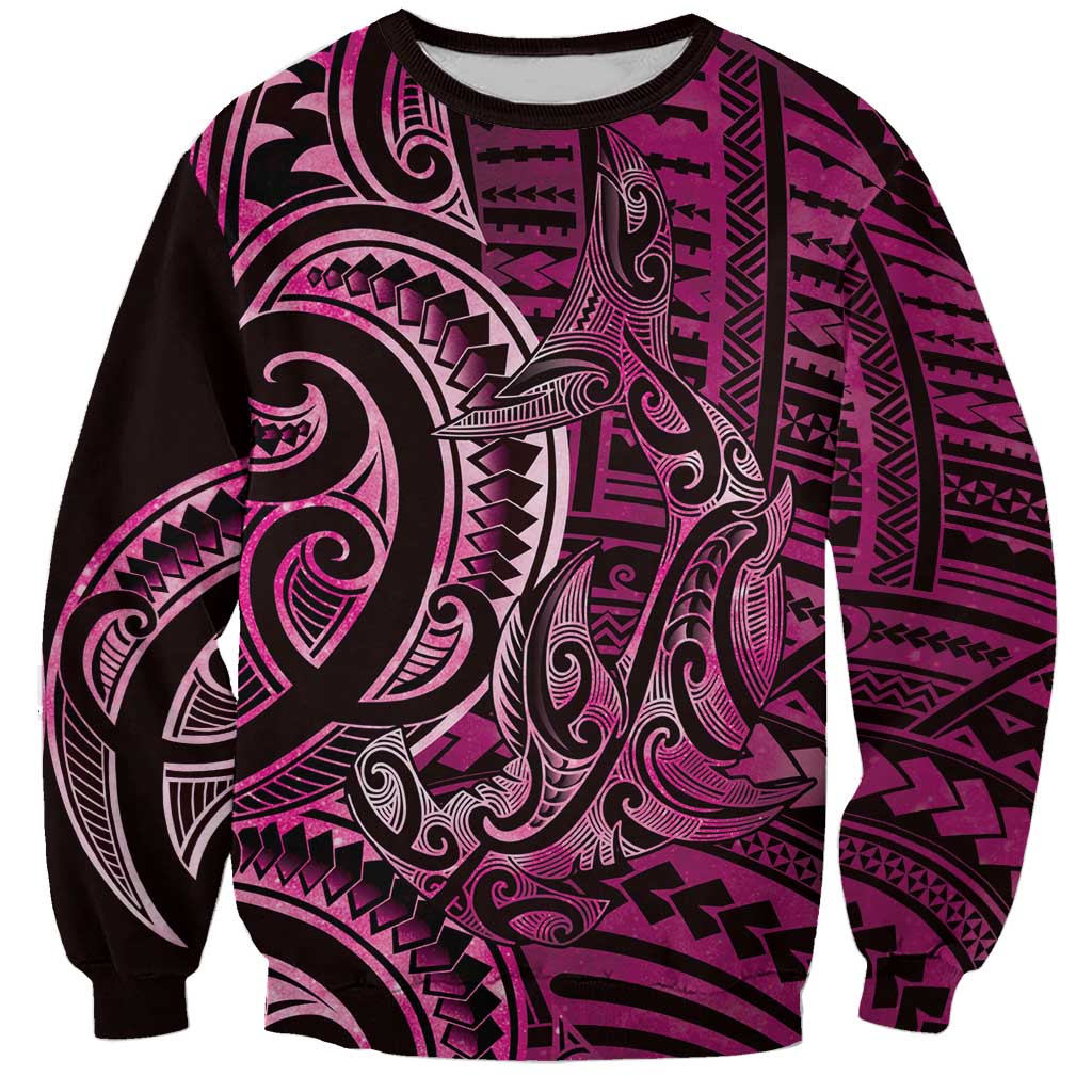 New Zealand Hammerhead Shark Sweatshirt Maori Haehae Mangopare Pink - Aussie Hoodie
