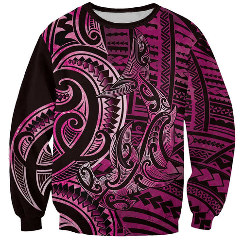 New Zealand Hammerhead Shark Sweatshirt Maori Haehae Mangopare Pink - Aussie Hoodie