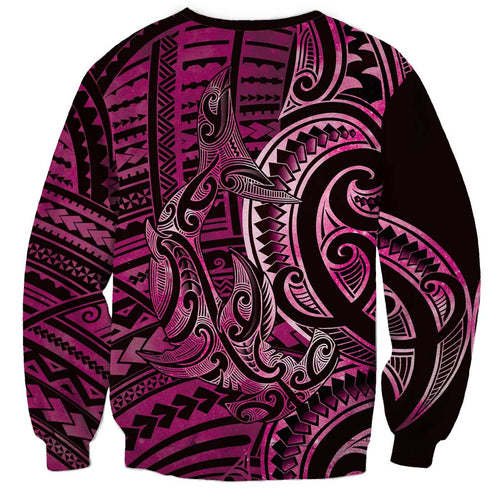 New Zealand Hammerhead Shark Sweatshirt Maori Haehae Mangopare Pink - Aussie Hoodie