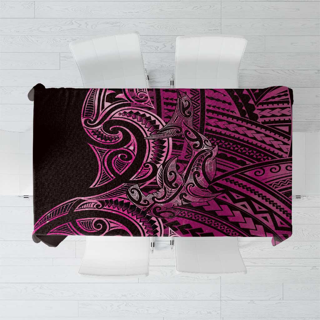 New Zealand Hammerhead Shark Tablecloth Maori Haehae Mangopare Pink - Aussie Hoodie