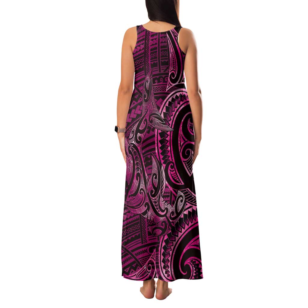New Zealand Hammerhead Shark Tank Maxi Dress Maori Haehae Mangopare Pink - Aussie Hoodie