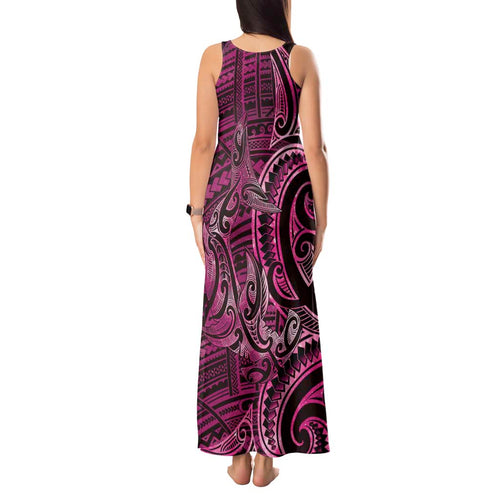 New Zealand Hammerhead Shark Tank Maxi Dress Maori Haehae Mangopare Pink - Aussie Hoodie