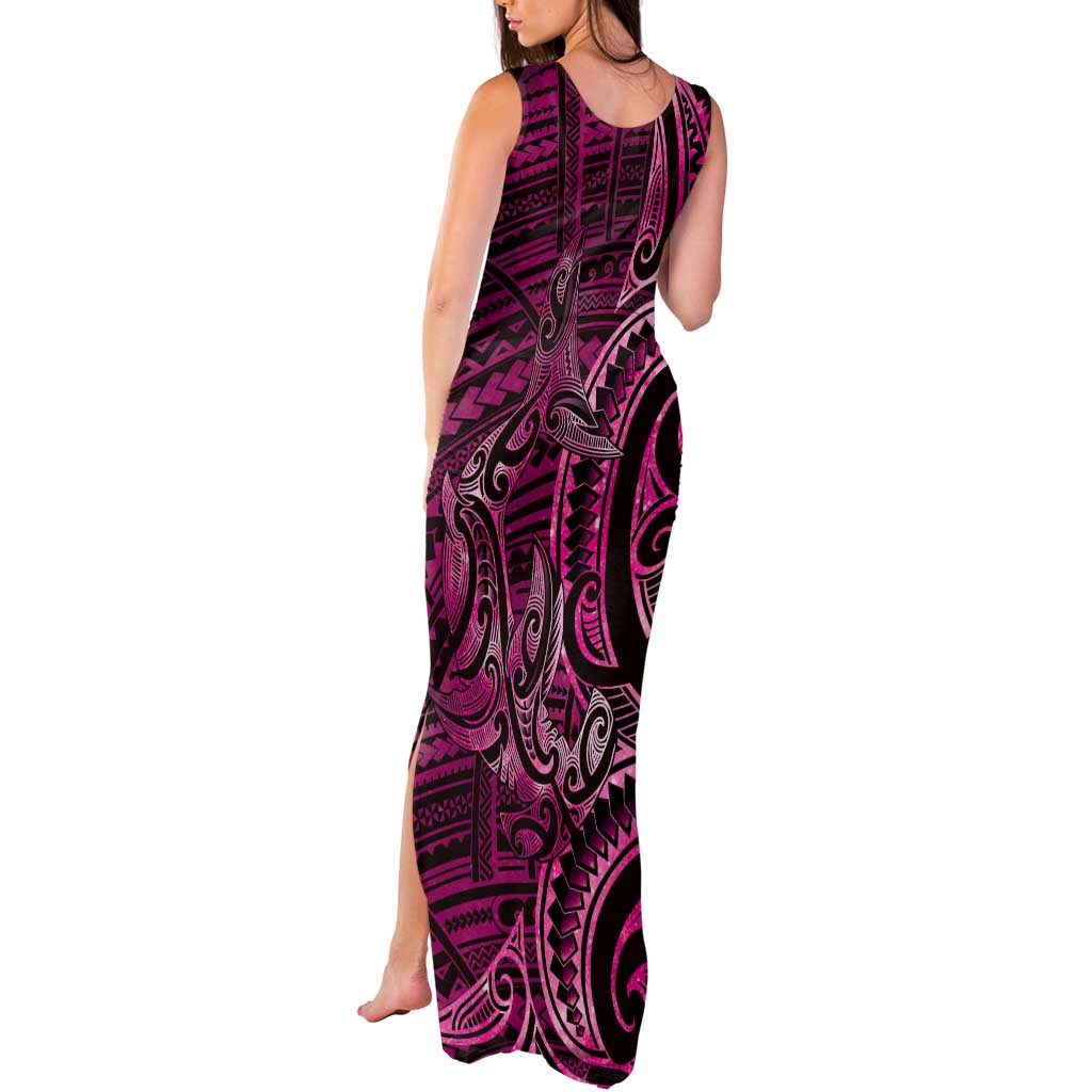New Zealand Hammerhead Shark Tank Maxi Dress Maori Haehae Mangopare Pink - Aussie Hoodie