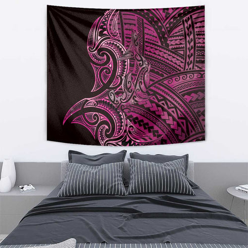 New Zealand Hammerhead Shark Tapestry Maori Haehae Mangopare Pink - Aussie Hoodie