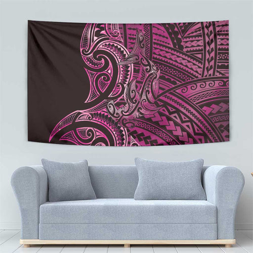 New Zealand Hammerhead Shark Tapestry Maori Haehae Mangopare Pink - Aussie Hoodie