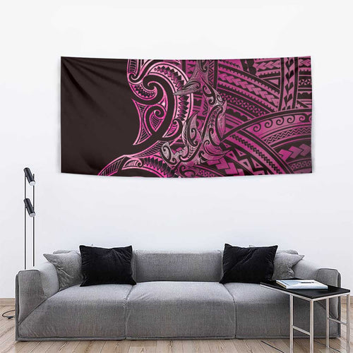 New Zealand Hammerhead Shark Tapestry Maori Haehae Mangopare Pink - Aussie Hoodie
