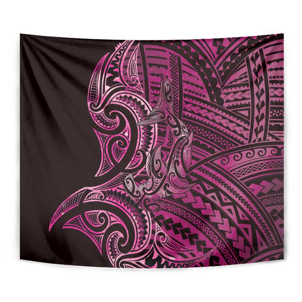 New Zealand Hammerhead Shark Tapestry Maori Haehae Mangopare Pink - Aussie Hoodie
