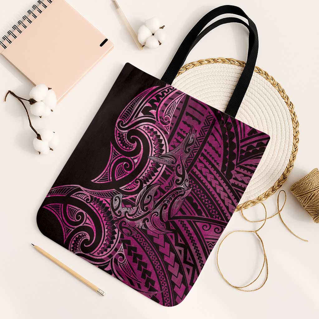New Zealand Hammerhead Shark Tote Bag Maori Haehae Mangopare Pink - Aussie Hoodie