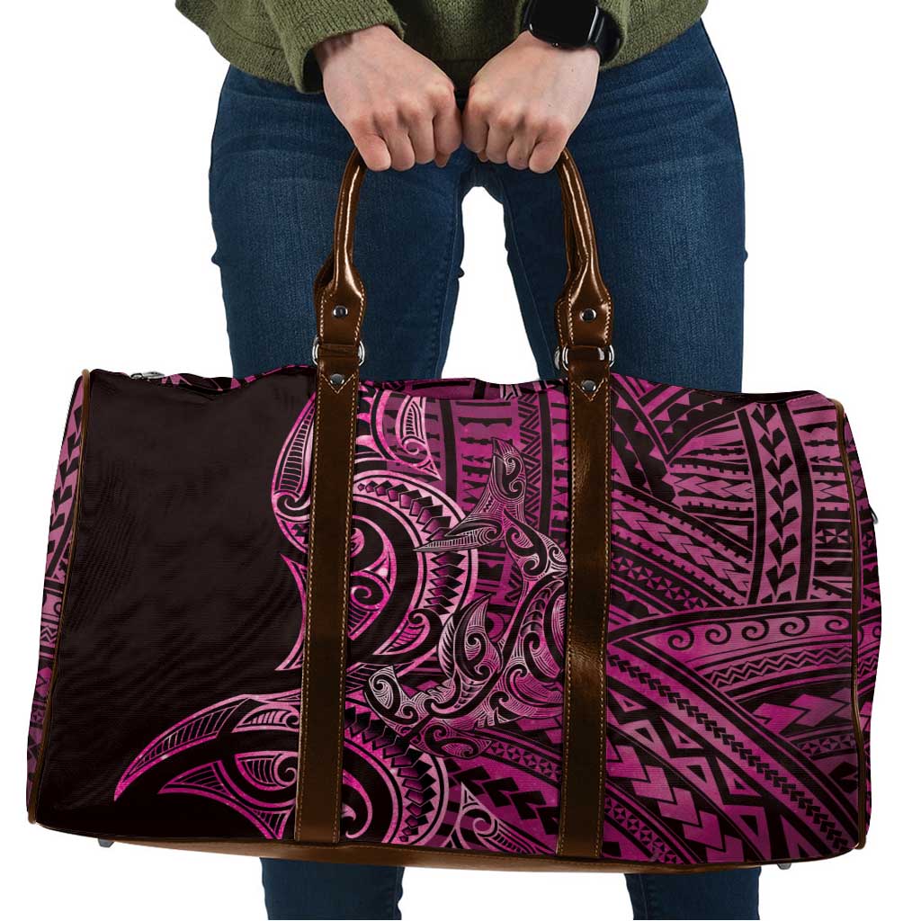 New Zealand Hammerhead Shark Travel Bag Maori Haehae Mangopare Pink - Aussie Hoodie