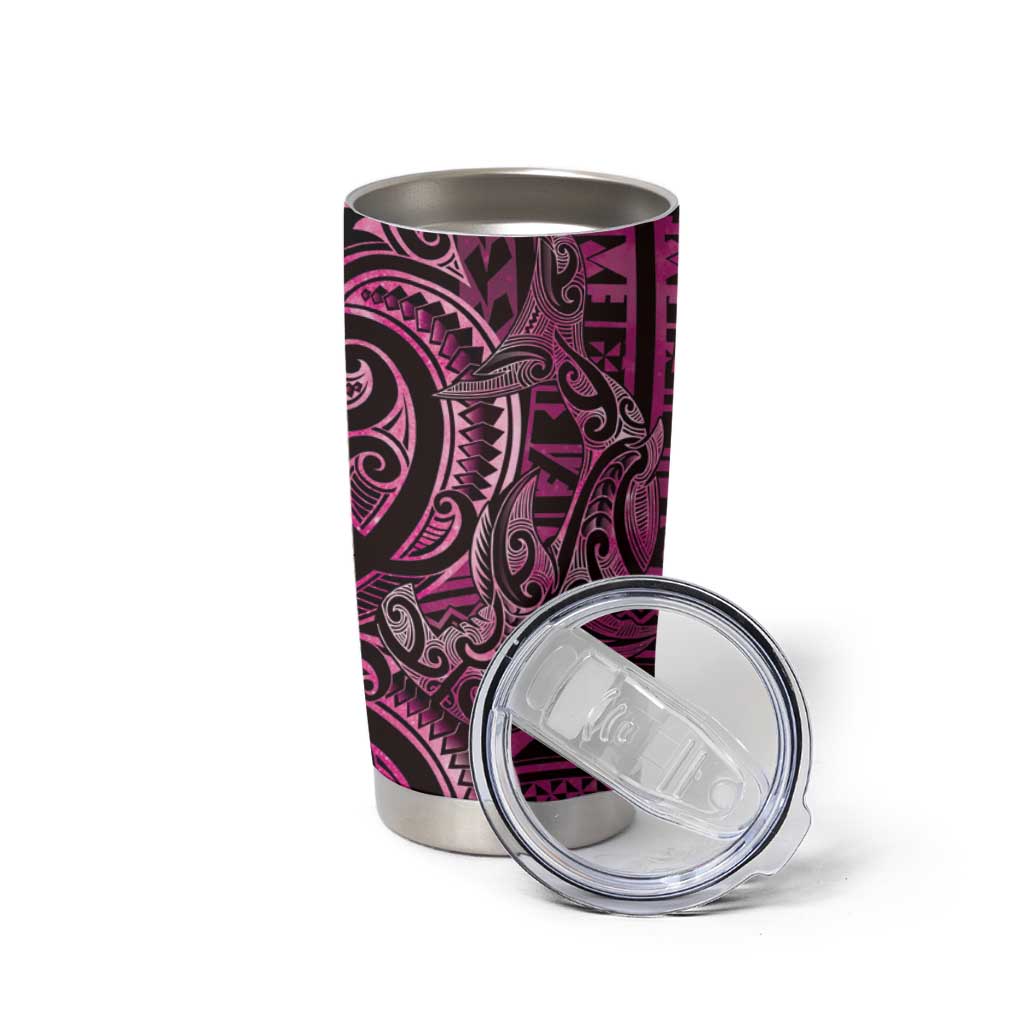 New Zealand Hammerhead Shark Tumbler Cup Maori Haehae Mangopare Pink - Aussie Hoodie