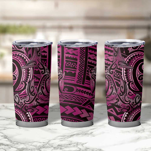 New Zealand Hammerhead Shark Tumbler Cup Maori Haehae Mangopare Pink - Aussie Hoodie