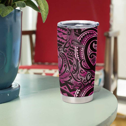New Zealand Hammerhead Shark Tumbler Cup Maori Haehae Mangopare Pink - Aussie Hoodie