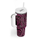 New Zealand Hammerhead Shark Tumbler With Handle Maori Haehae Mangopare Pink - Aussie Hoodie