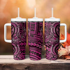 New Zealand Hammerhead Shark Tumbler With Handle Maori Haehae Mangopare Pink - Aussie Hoodie