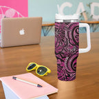 New Zealand Hammerhead Shark Tumbler With Handle Maori Haehae Mangopare Pink - Aussie Hoodie